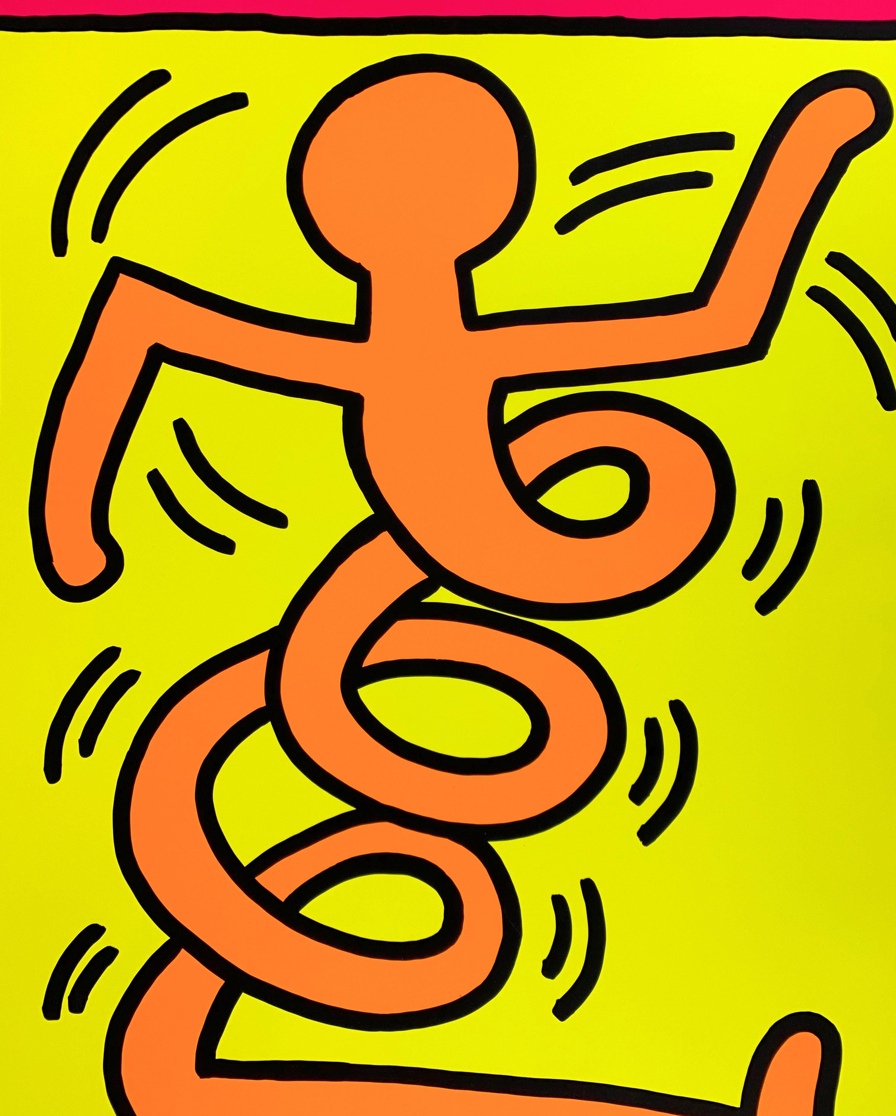 After Keith Haring
Swing Guy (Pink), 1983

Screenprint Event Poster
Printed signature in the plate
On heavy paper 100 x 70 cm (c. 40 x 28 in)
Created after Haring for the Montreux Jazz Festival - vintage edition
