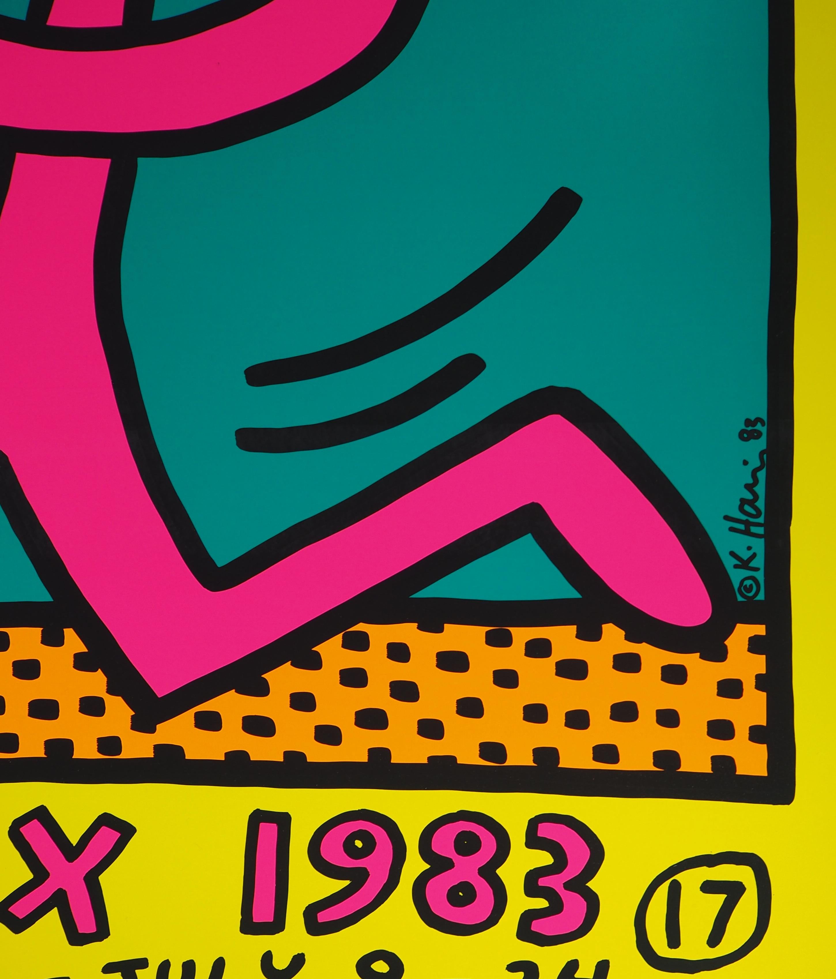 Jazz : Swing Guy (Yellow) - Vintage Screenprint Poster, Montreux, 1983 - Print by (after) Keith Haring