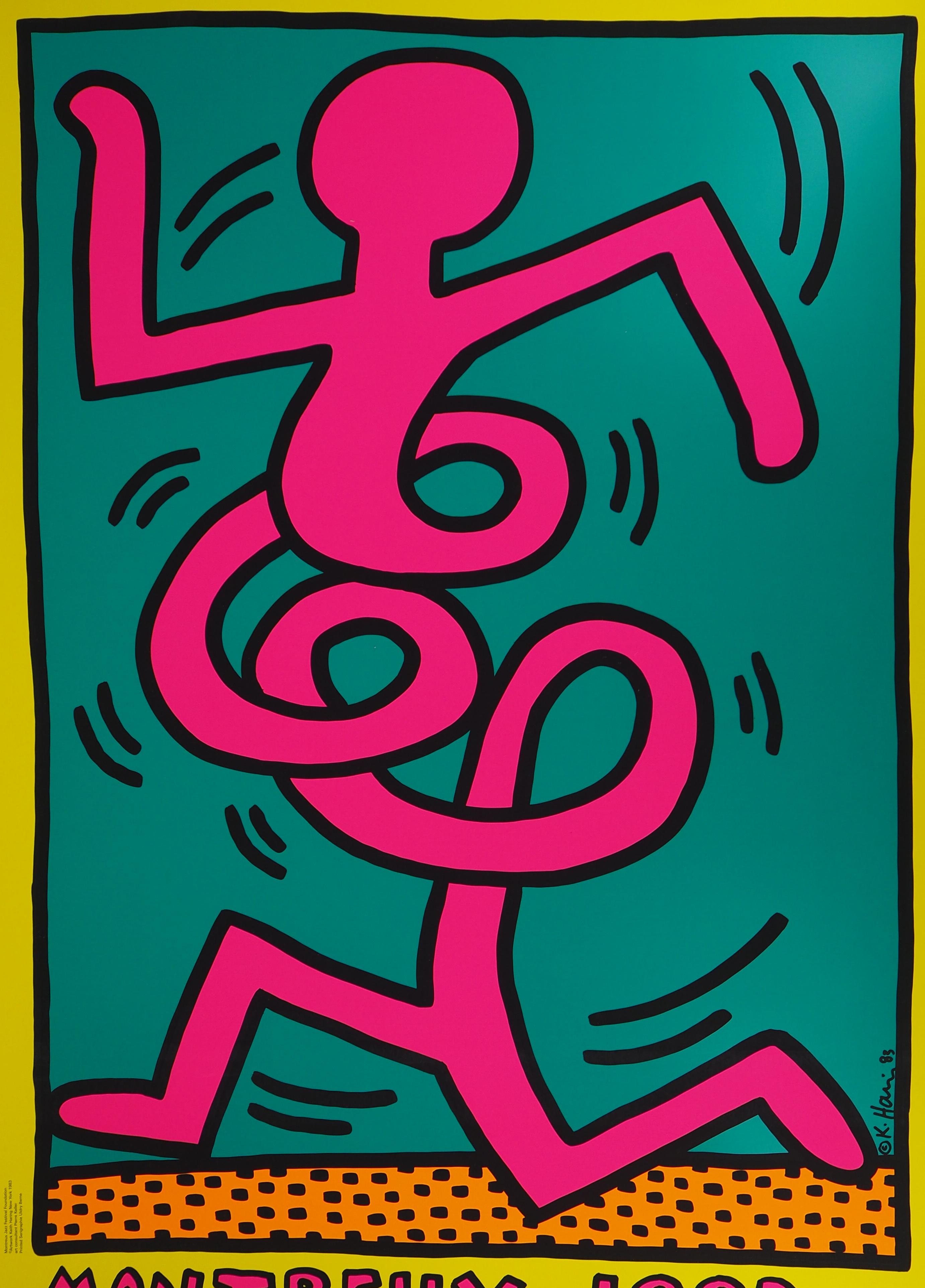 After Keith Haring
Swing Guy (Yellow), 1983

screenprint
Printed signature in the plate
On heavy paper 100 x 70 cm (c. 40 x 28 in)
Created by Haring for the Montreux Jazz Festival - vintage edition

Excellent condition