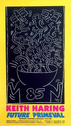 Retro Keith Haring 1990 Future Primeval Exhibit Poster