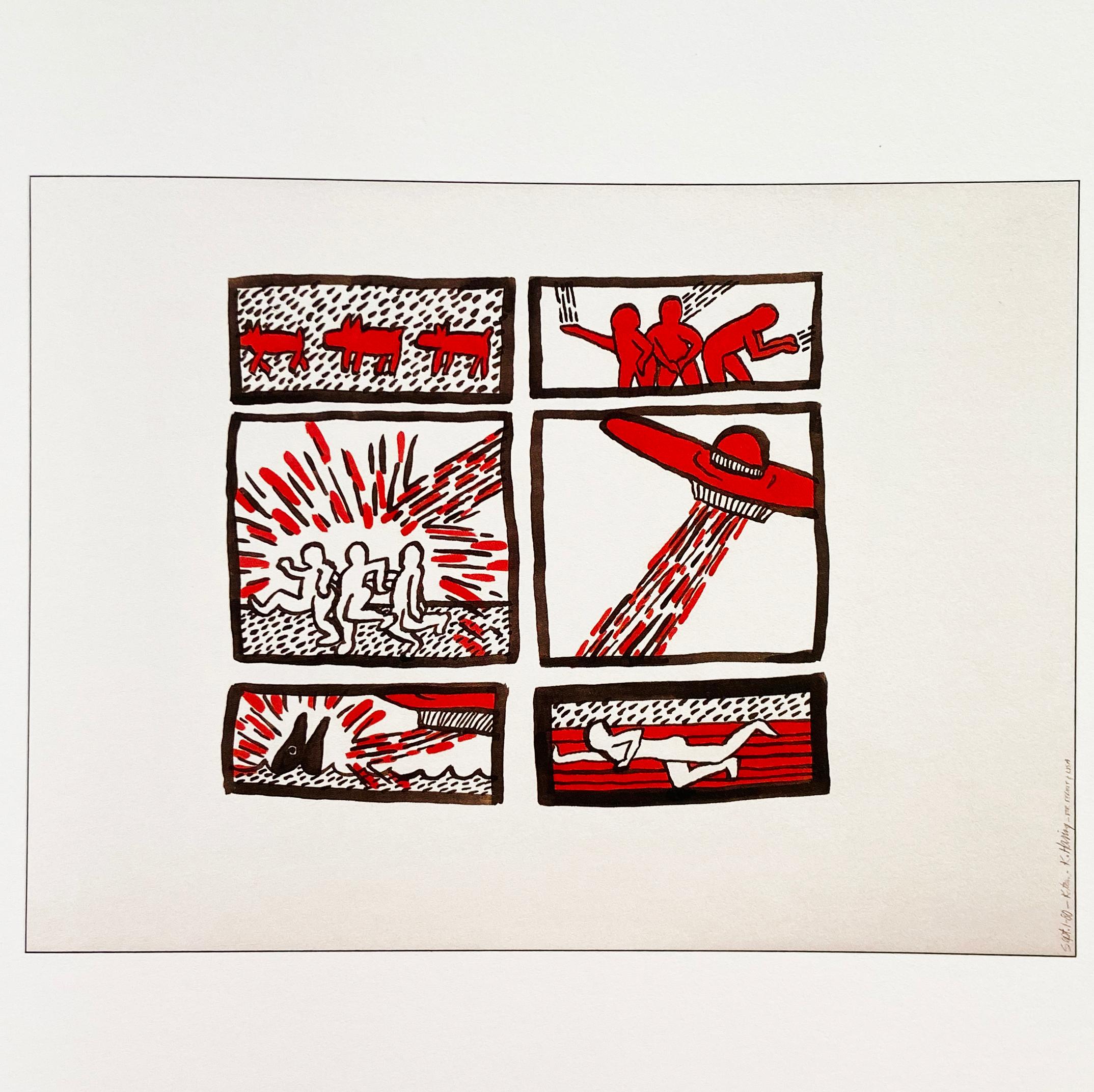 Keith Haring 1990 memorial (announcement + catalog Keith Haring death) - Contemporary Print by (after) Keith Haring