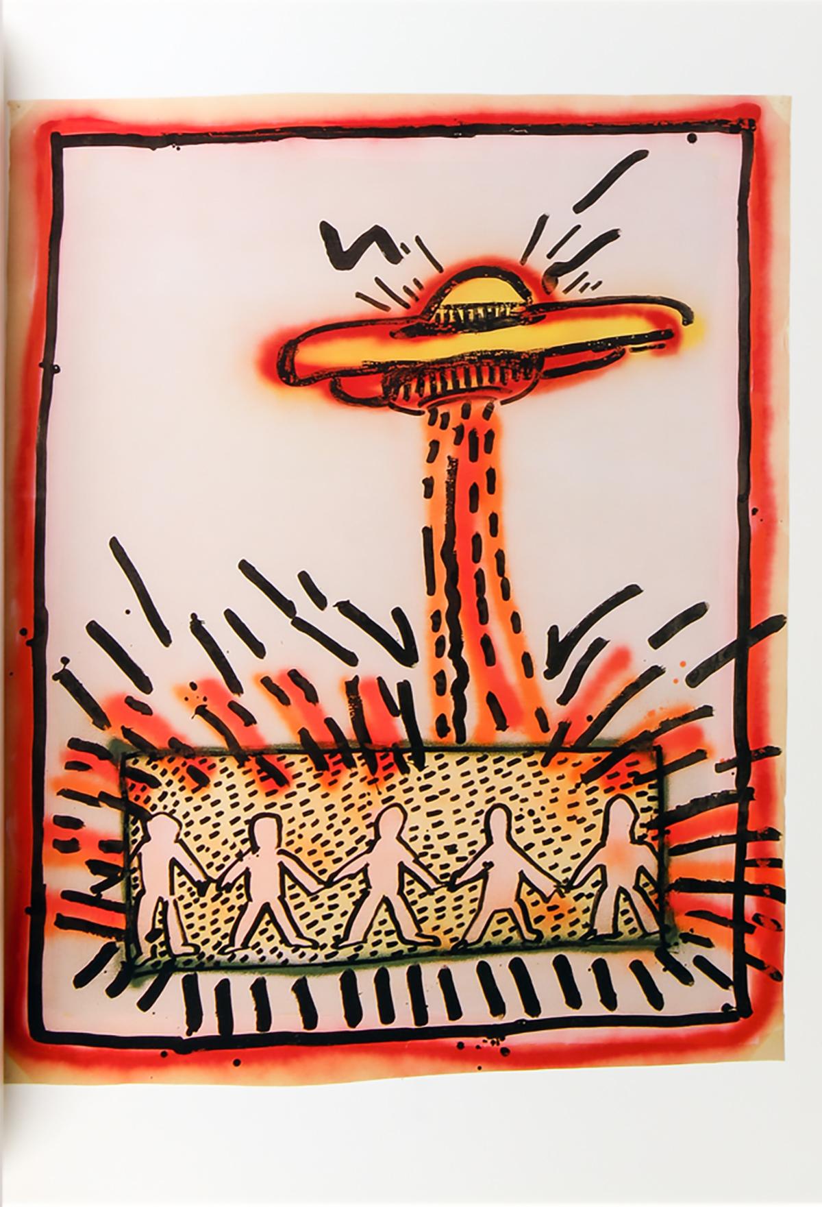 Keith Haring: A Memorial Exhibition: Early Works on Paper (May 4-June 2 1990):
Rare original limited edition 1990 exhibition catalog and gallery announcement card published in conjunction with a Keith Haring memorial exhibition held at Tony Shafrazi