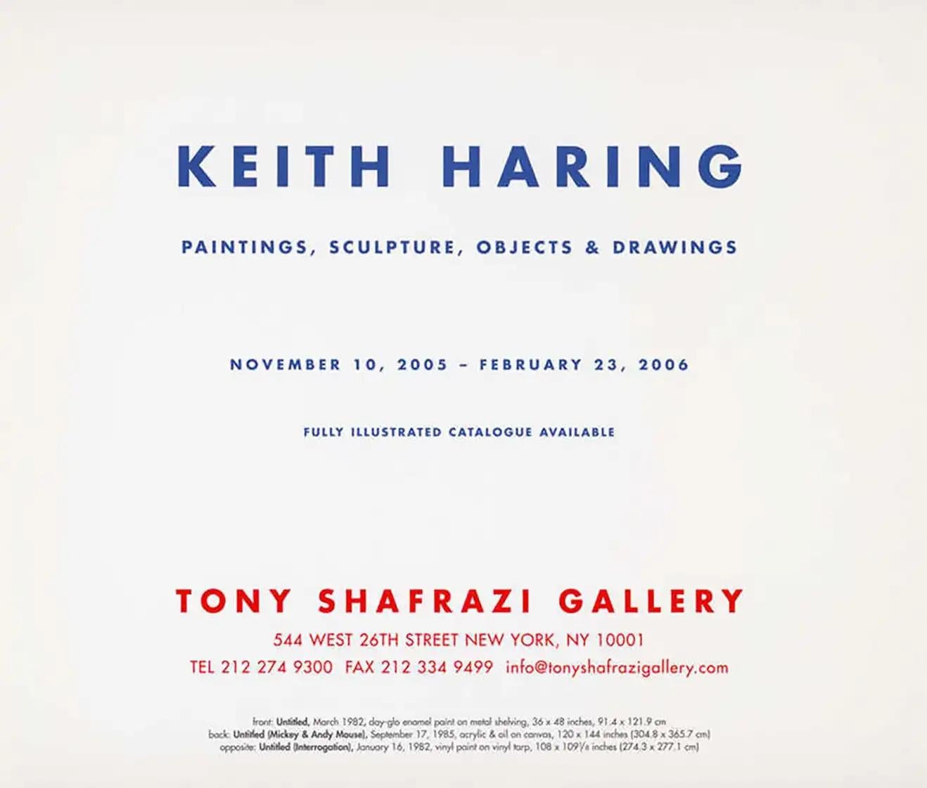 Announcement de la galerie Keith Haring Tony Shafrazi (Keith Haring Mickey Mouse) - Blanc Animal Print par (after) Keith Haring