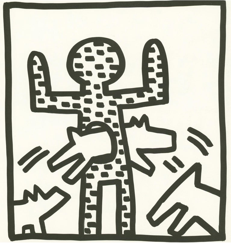 (after) Keith Haring Figurative Print - Keith Haring barking dog lithograph 1982 (Haring untitled barking dog) 