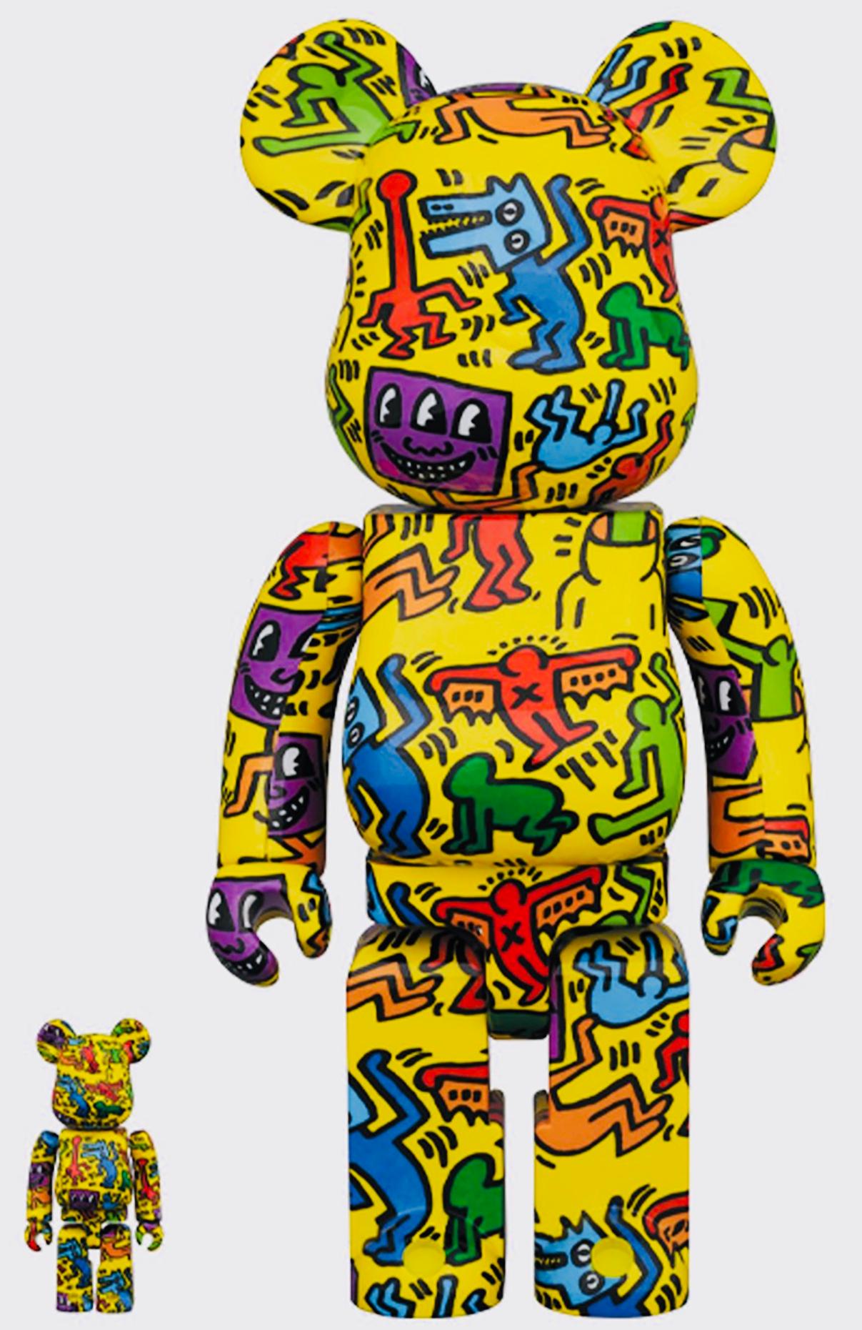 Keith Haring Bearbrick 400 % Companion (Haring BE@RBRICK) - Noir Figurative Sculpture par (after) Keith Haring