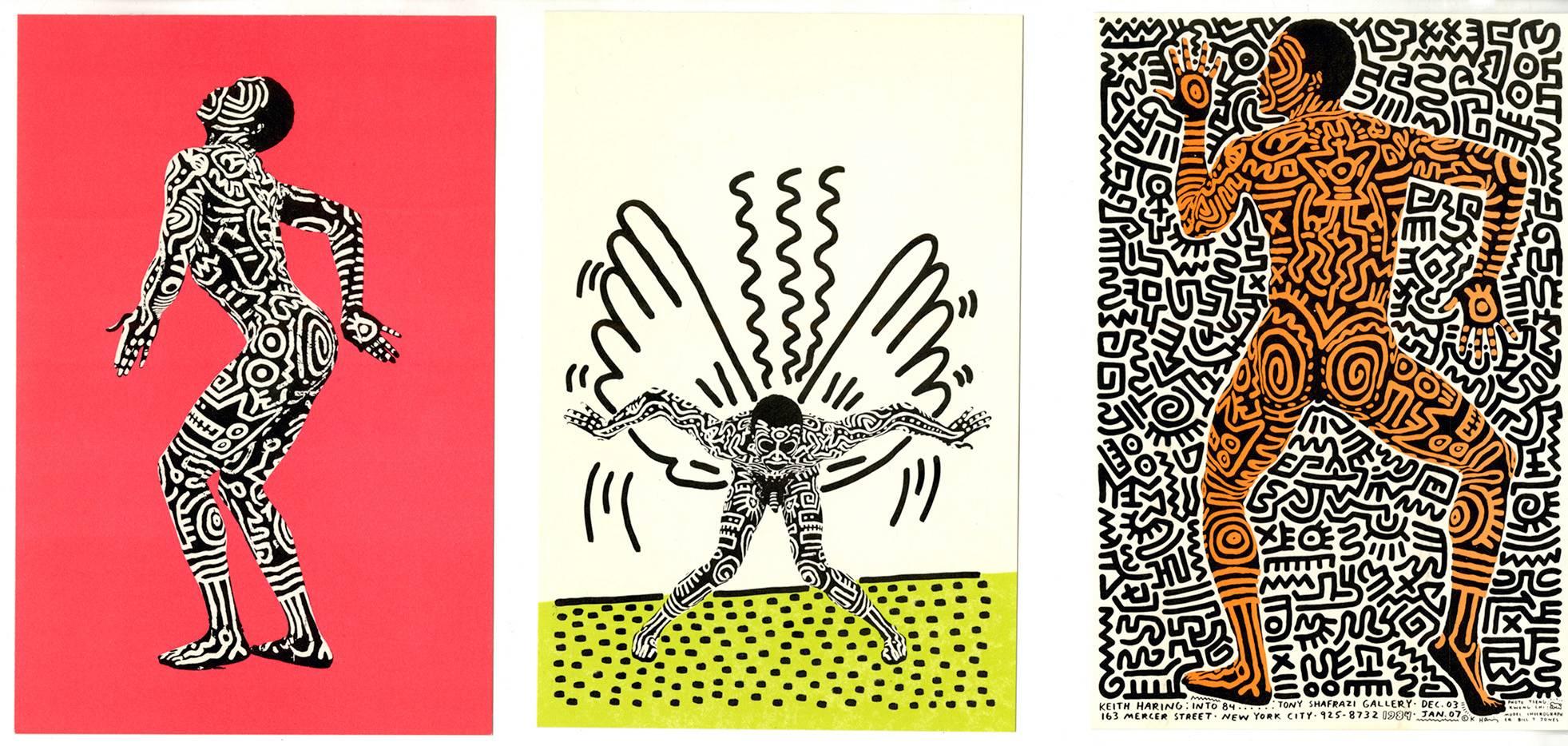 (after) Keith Haring Nude Print - Keith Haring Bill T. Jones Into 84 (set of 3 Tony Shafrazi announcements)