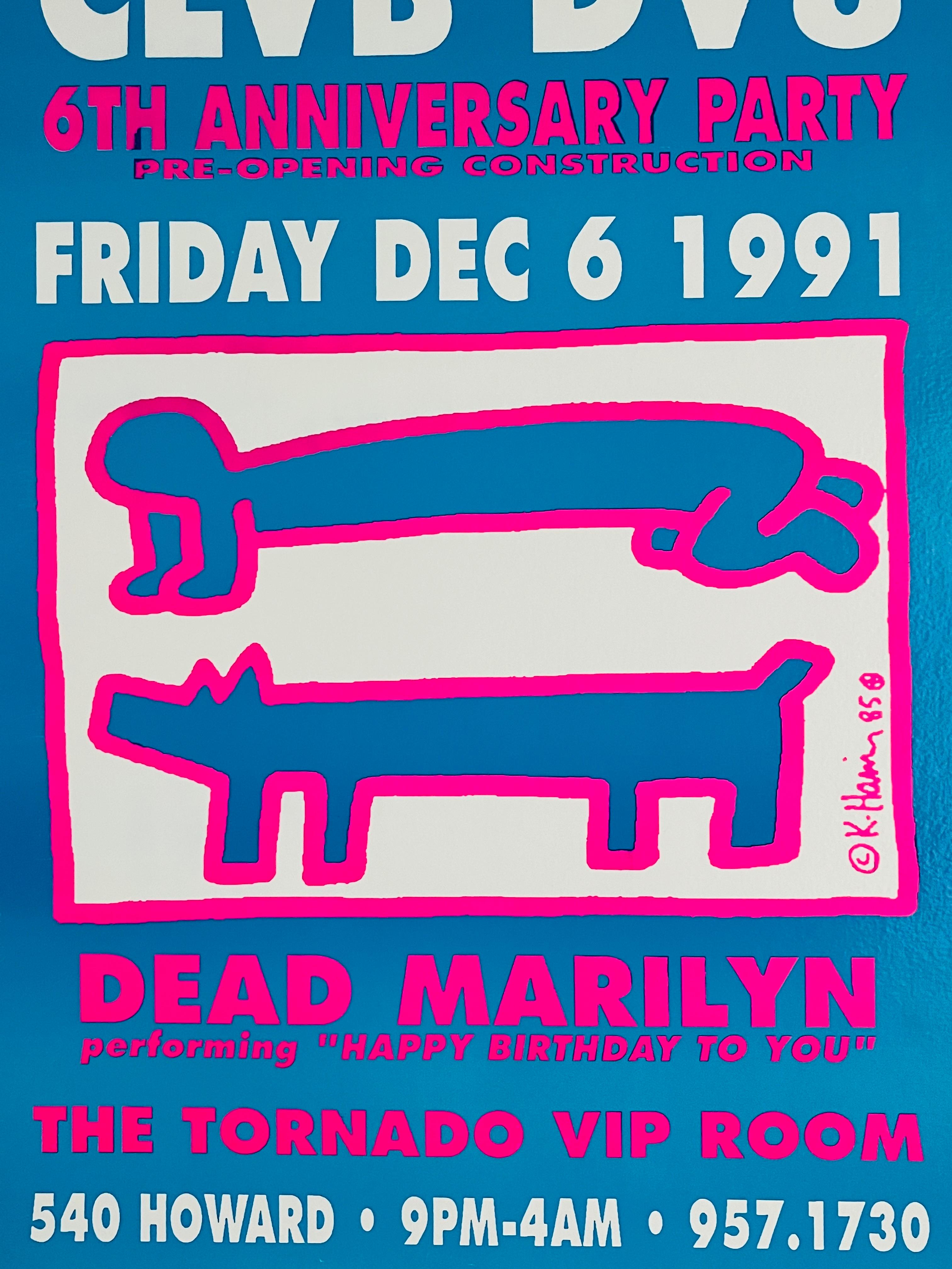 Affiche DV8 du Keith Haring Club 1991 (Keith Haring chien de ballon) - Pop Art Print par (after) Keith Haring