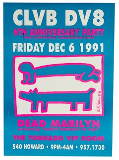 Póster del Club DV8 de Keith Haring 1991 (perro globo de Keith Haring)