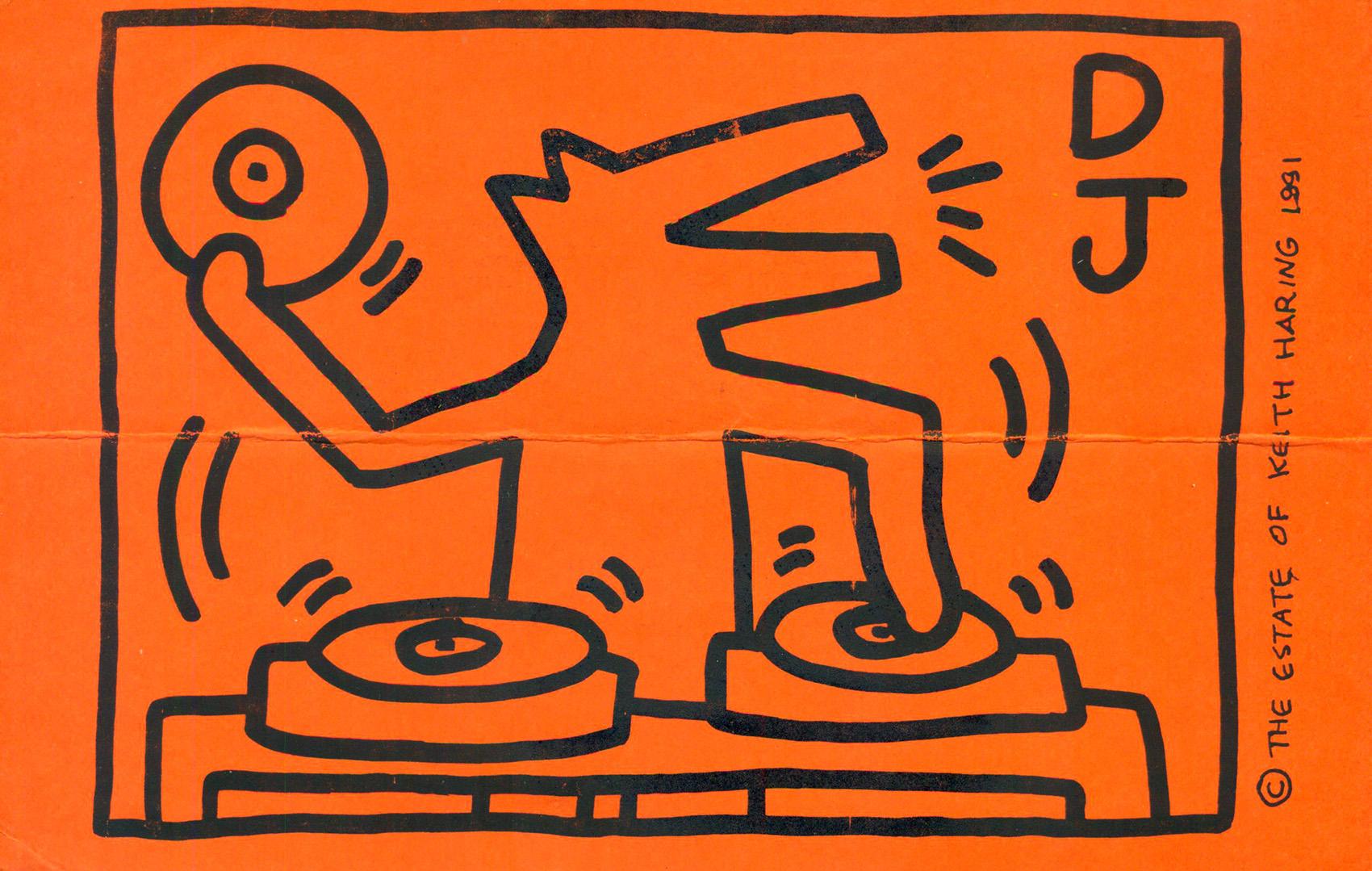 after) Keith Haring - Keith Haring DJ Dog announcement 1991 (DJ Clark Kent, Keith  Haring Foundation) at 1stDibs