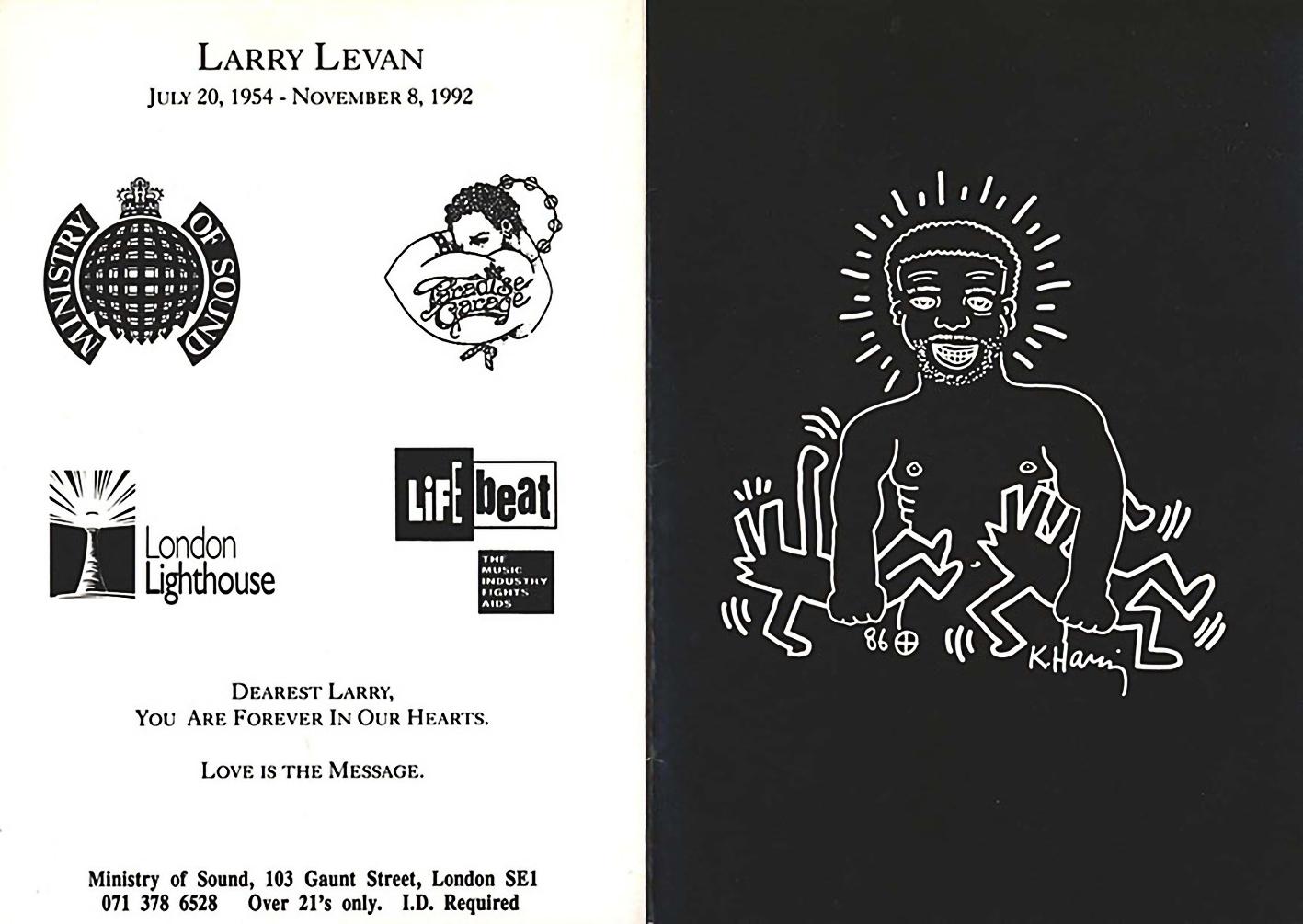 Ankündigung von Larry Levan, Keith Haring, 1992 (Pop-Art), Print, von (after) Keith Haring