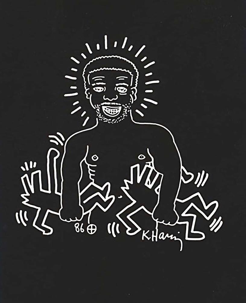 (after) Keith Haring Figurative Print - Keith Haring Larry Levan announcement 1992