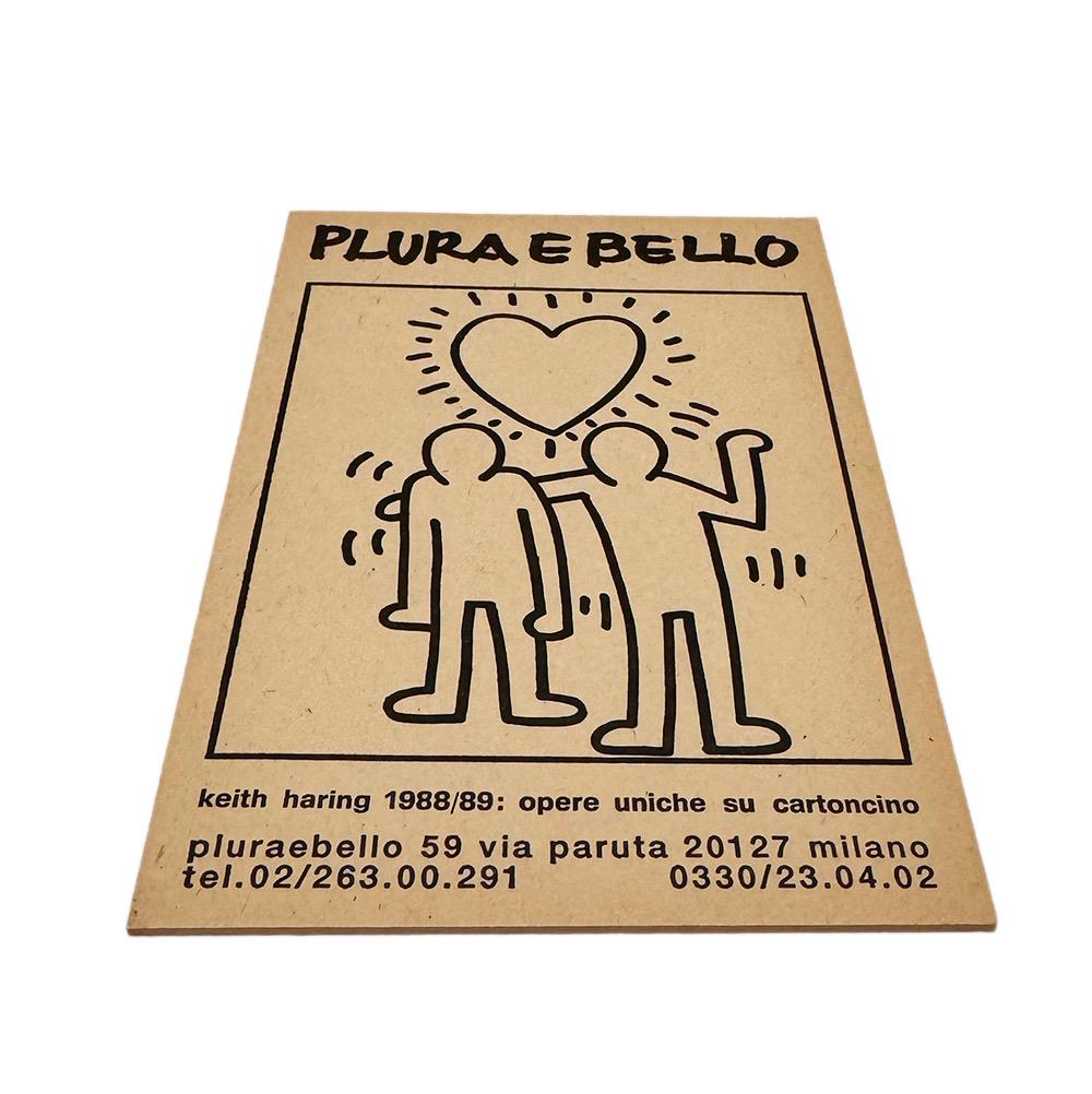 Keith Haring Milan c.1989
Rare vintage Milan exhibition announcement circa late 1980’s featuring offset printed artwork by Keith Haring. Uniquely rendered on cardboard like material. 

Offset printed announcement on board paper; 4.25 x 6.25