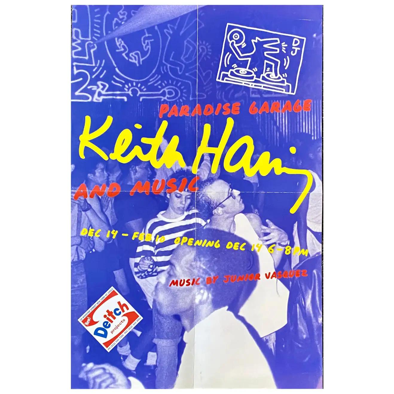 Keith Haring Paradise Garage exhibit poster (Keith Haring Larry Levan) - Print by (after) Keith Haring