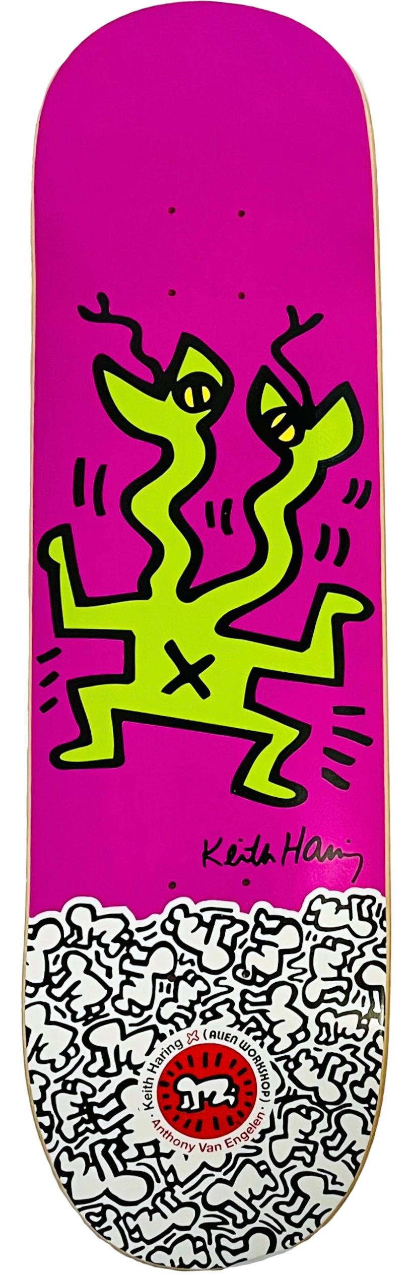 Keith Haring Skateboard Deck (Keith Haring snakes) - Pop Art Sculpture by (after) Keith Haring