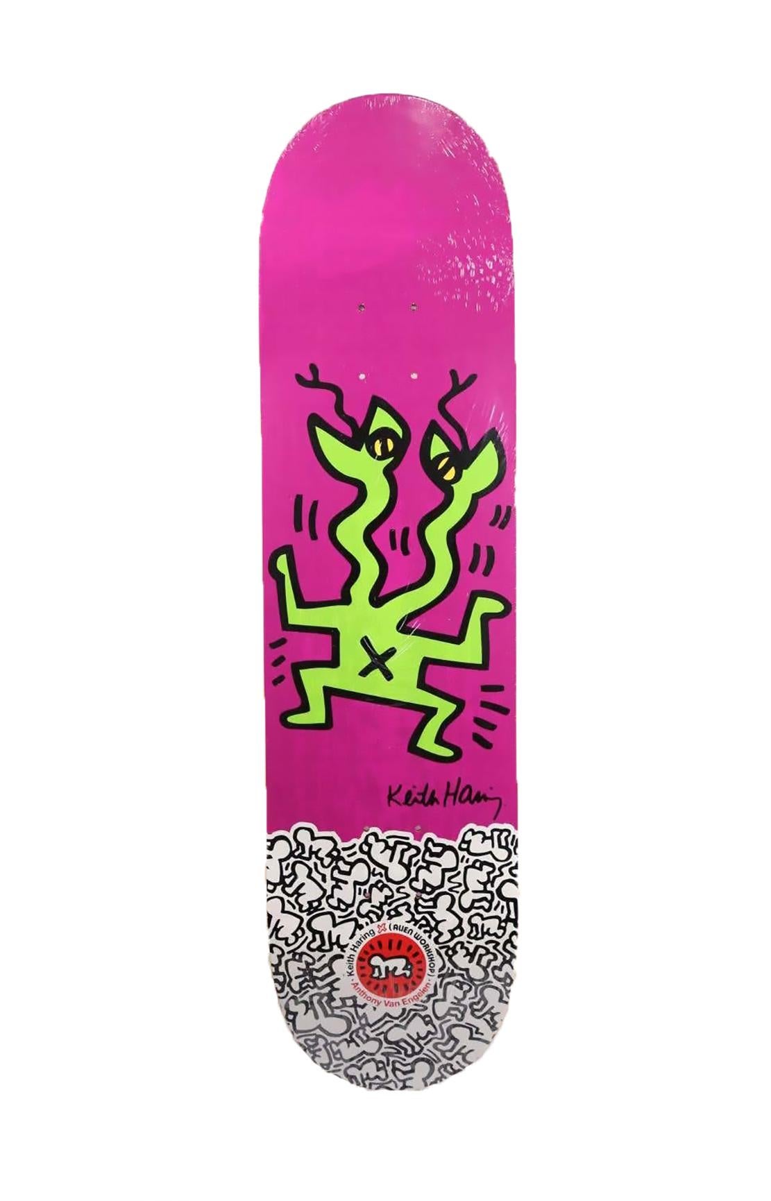 Keith Haring Skateboard Deck (Keith Haring lizard) - Sculpture by (after) Keith Haring