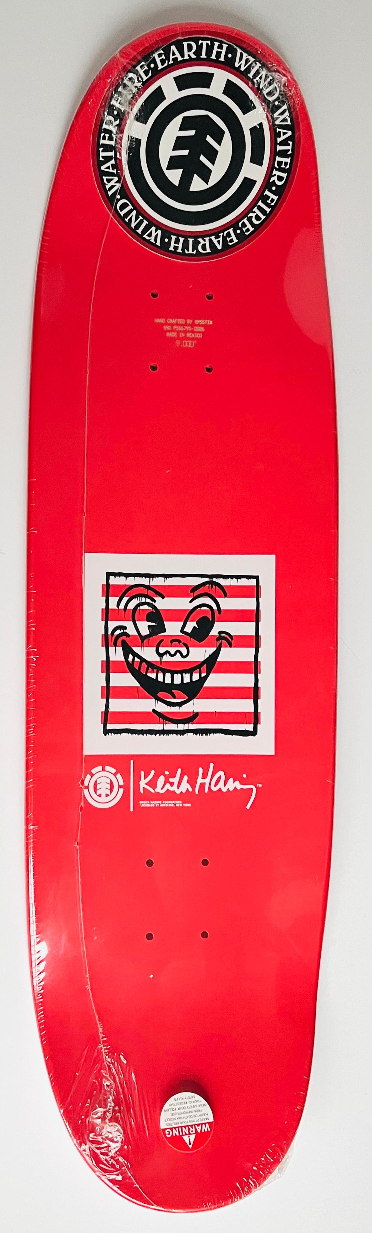 Keith Haring Skateboard Deck 2019:
Sold out, limited edition estate trademarked Keith Haring Skateboard Deck featuring the artist's iconic imagery. This work is from a sold out collaboration between Element skateboards and the Keith Haring