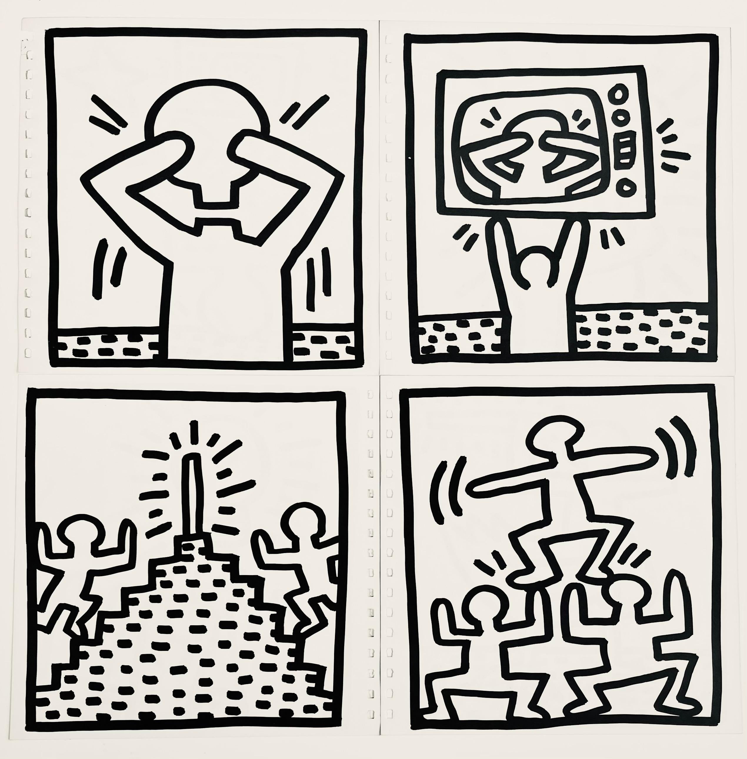 Keith Haring Tony Shafrazi 1982 (Set aus 4 gedruckten Werken) – Print von (after) Keith Haring