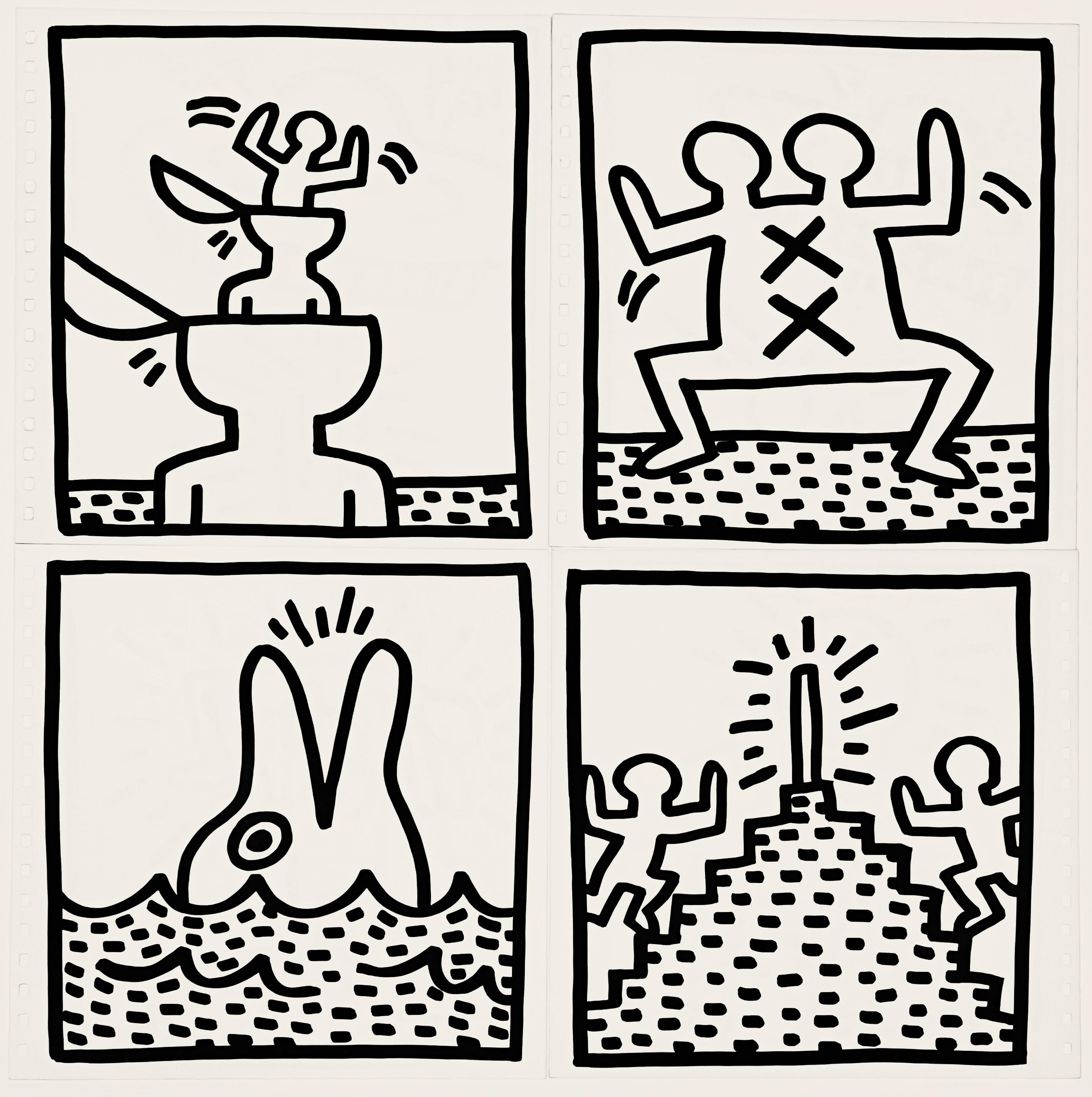 1982 (Set aus 4 gedruckten Werken von Keith Haring) – Print von (after) Keith Haring