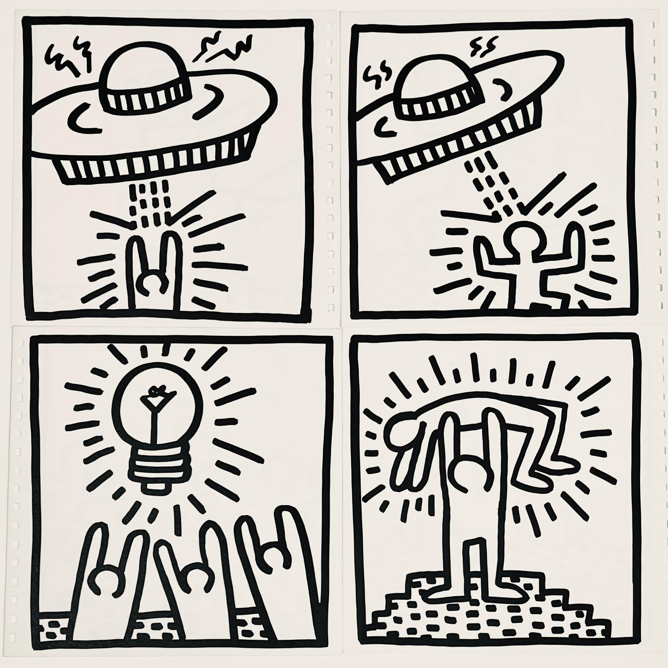 (after) Keith Haring Abstract Print - Keith Haring 1982 (set of 4 printed works)