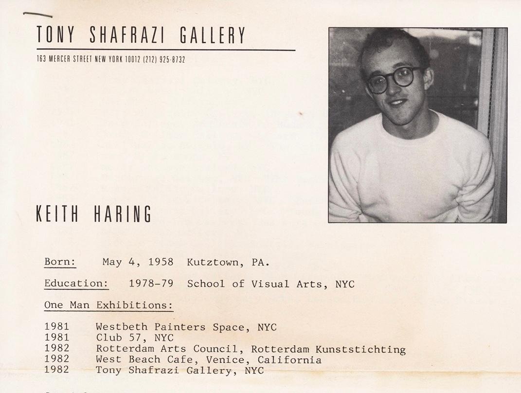 Keith Haring Tony Shafrazi gallery resume  - Pop Art Photograph by (after) Keith Haring