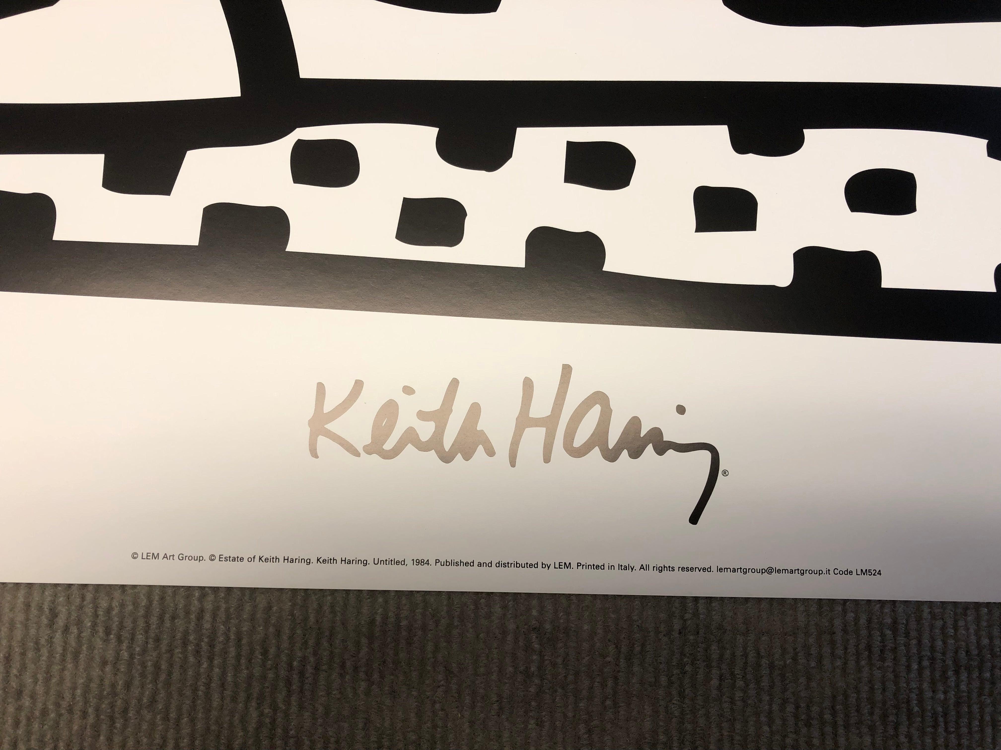 Keith Haring, Ohne Titel (1984), 1988, Vintage By Plakat (Rot), Figurative Print, von (after) Keith Haring