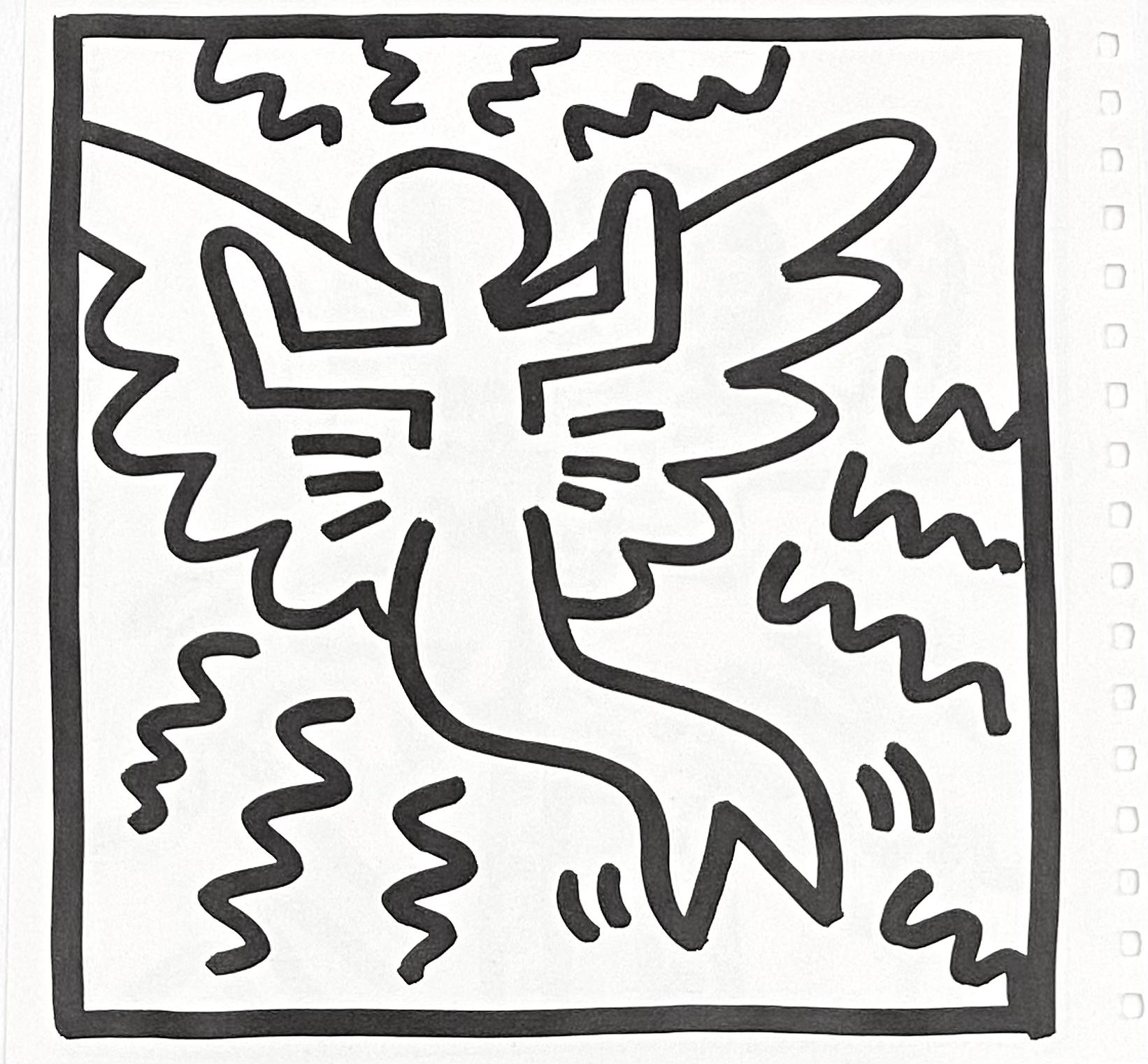 Keith Haring (untitled) angel lithograph 1982 (Keith Haring prints) - Print by (after) Keith Haring