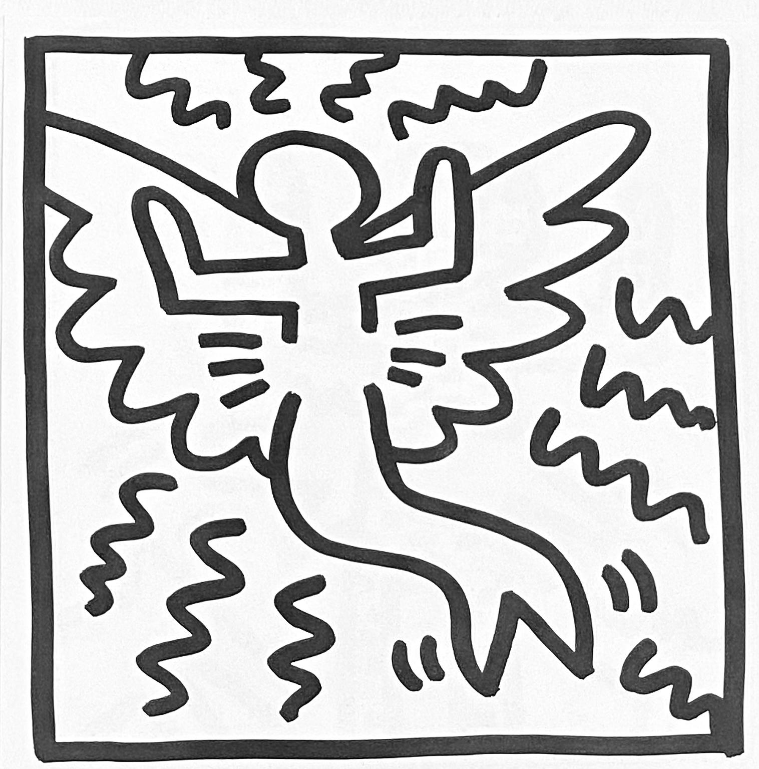 (after) Keith Haring Animal Print - Keith Haring (untitled) angel lithograph 1982 (Keith Haring prints)