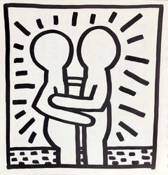 Keith Haring (ohne Titel) Best Buddies Lithographie 1982 (Drucke von Keith Haring)