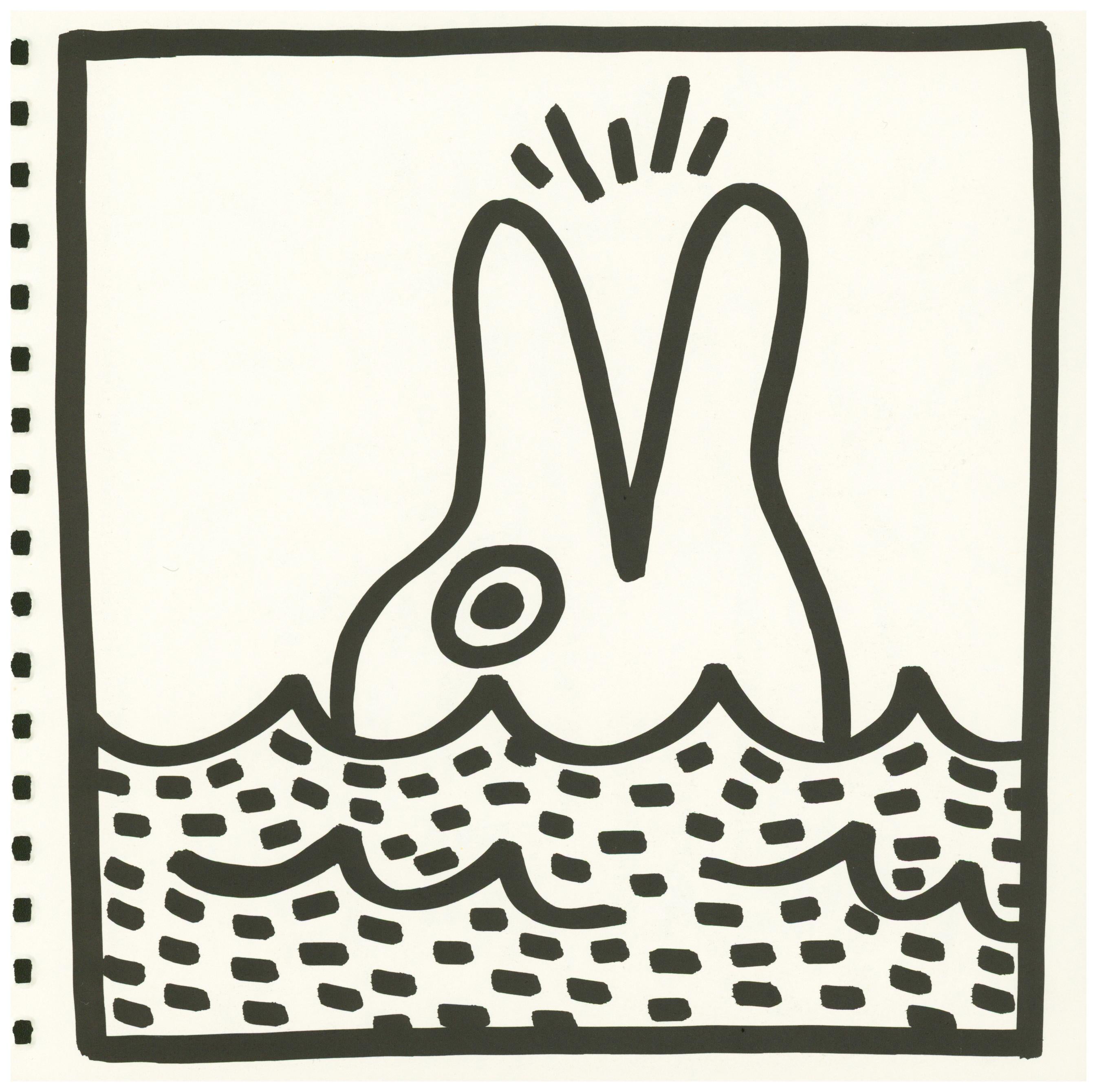Keith Haring (untitled) Dolphin lithograph 1982 (Keith Haring prints) - Print by (after) Keith Haring