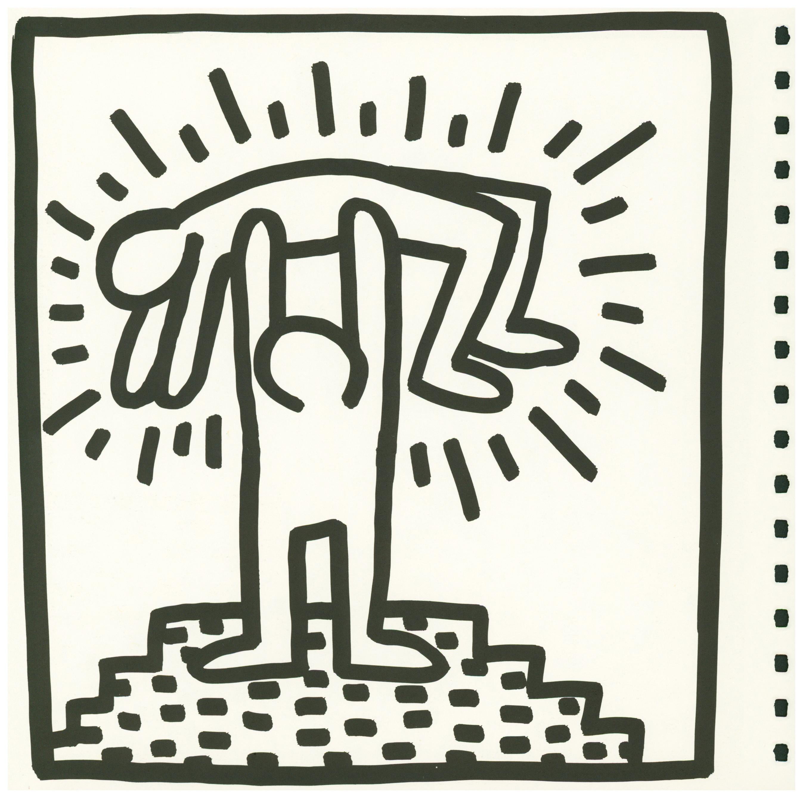 Keith Haring Dolphin lithograph 1982 (Keith Haring prints)  - Pop Art Print by (after) Keith Haring