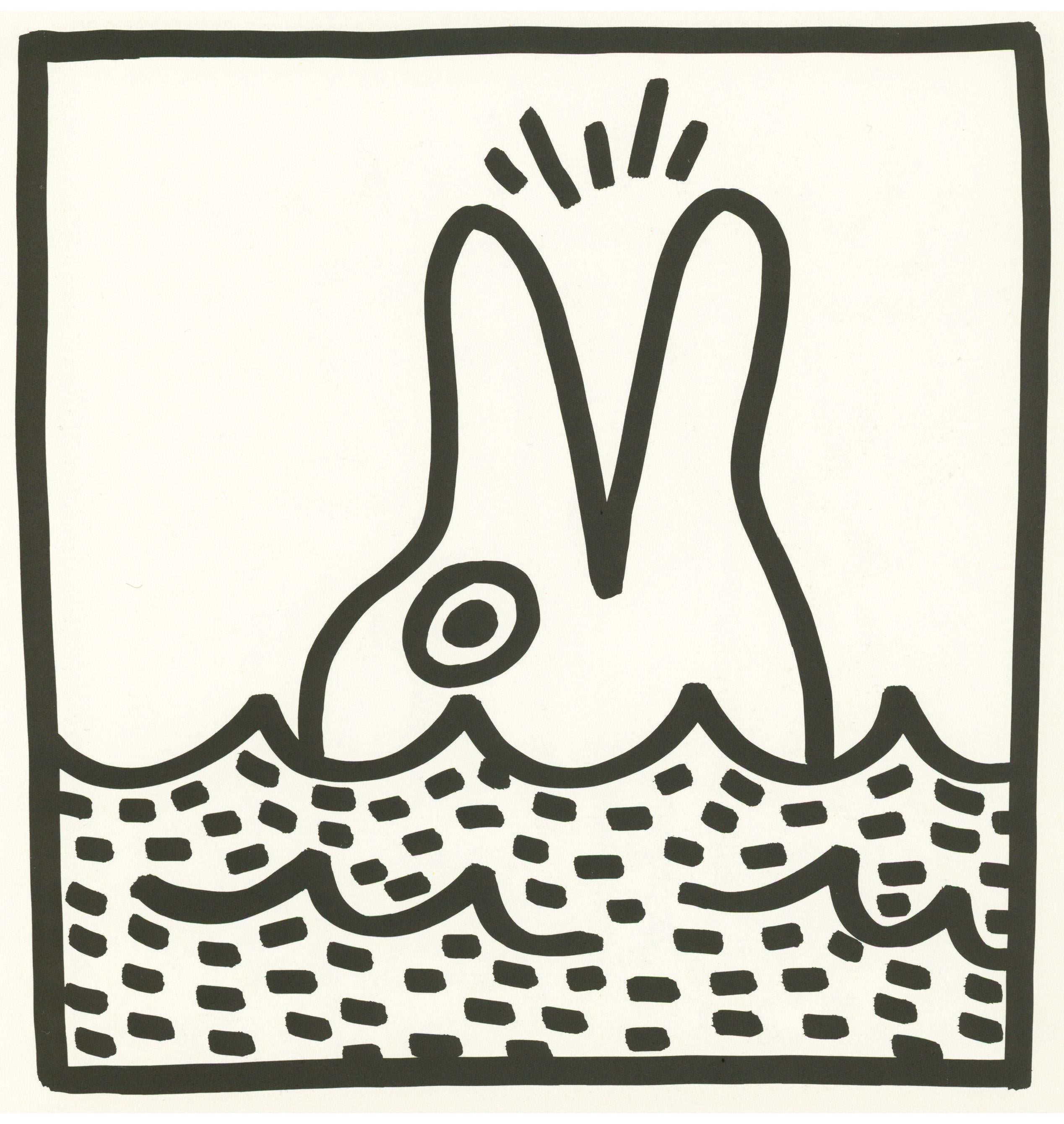 (after) Keith Haring Animal Print - Keith Haring Dolphin lithograph 1982 (Keith Haring prints) 