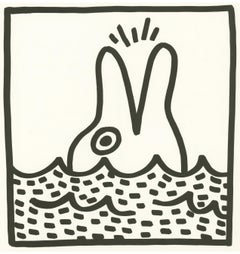 Keith Haring (sans titre) Dolphin lithographie 1982 (Keith Haring prints)