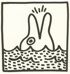 Keith Haring (untitled) Dolphin lithograph 1982 (Keith Haring prints)