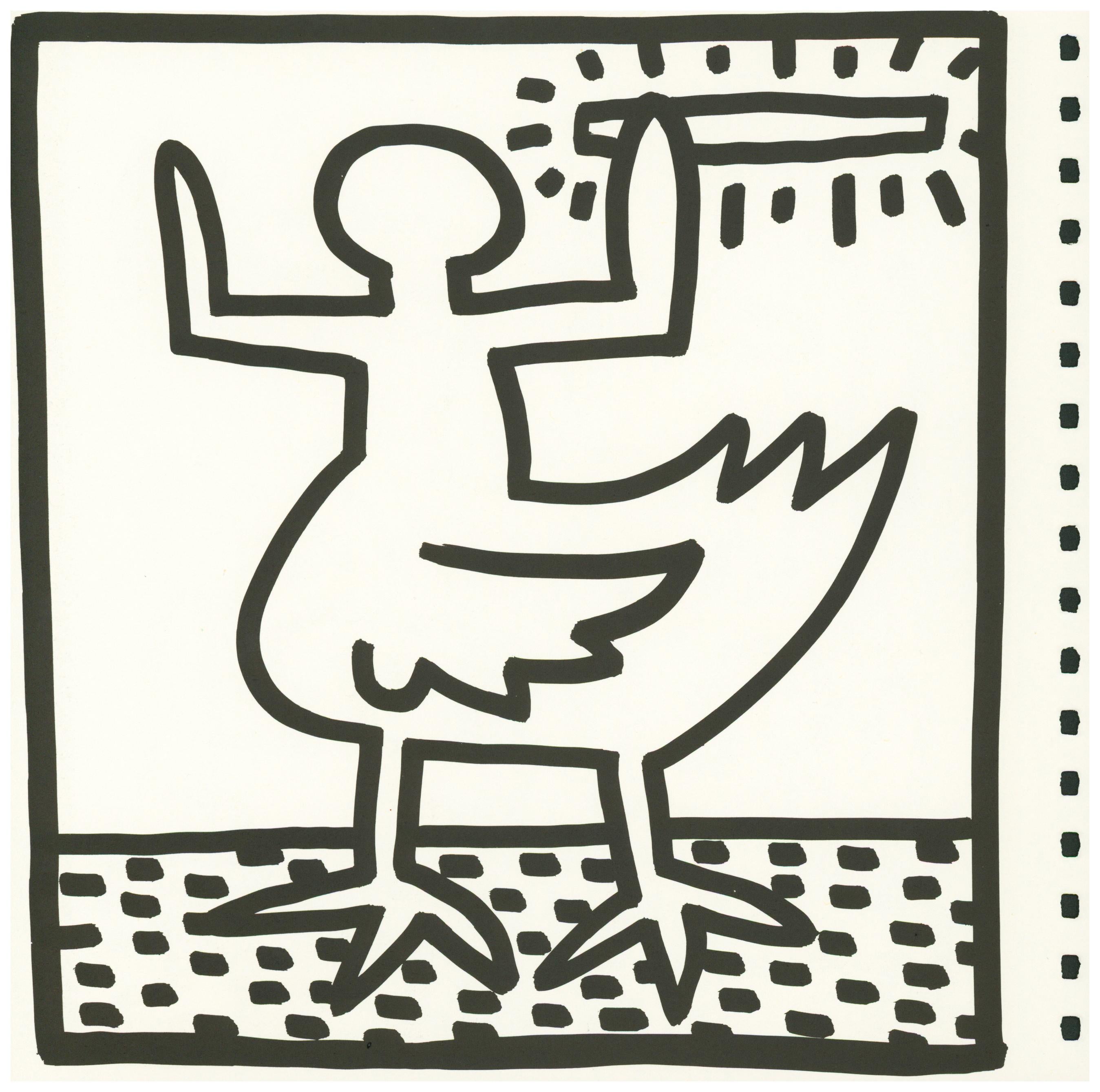 Keith Haring (untitled) Duck lithograph 1982 (Keith Haring prints)  - Print by (after) Keith Haring