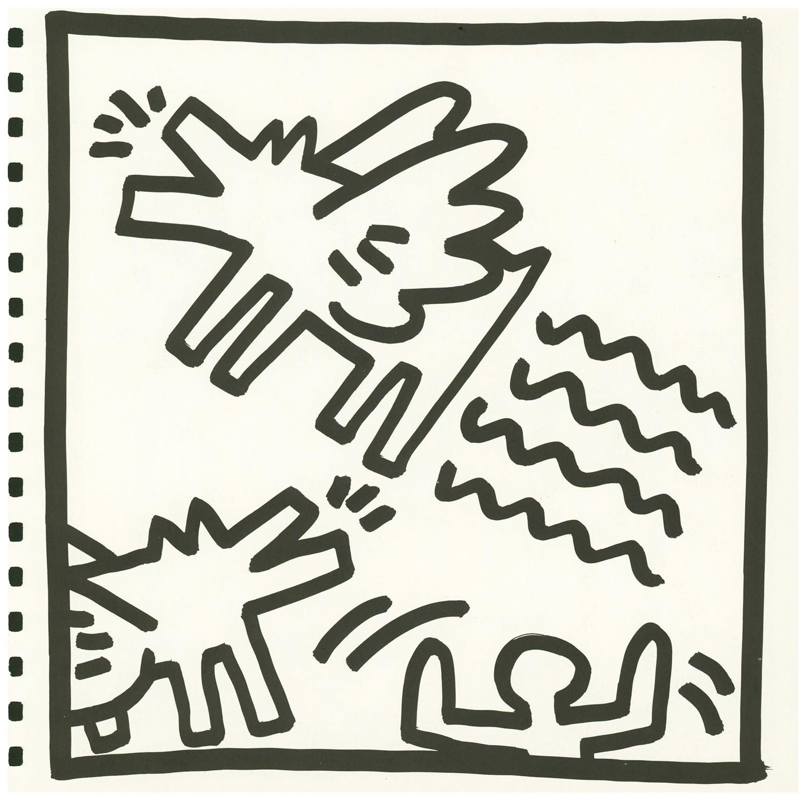 Keith Haring (untitled) Flying Dogs lithograph 1982 (Keith Haring prints)  - Print by (after) Keith Haring