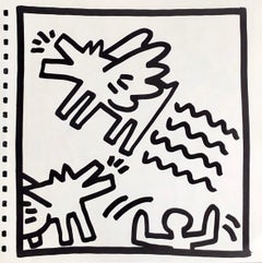 Keith Haring (untitled) Flying Dogs lithograph 1982 (Keith Haring prints)