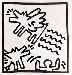 Keith Haring (ohne Titel) Flying Dogs Lithographie 1982 (Keith Haring Drucke)