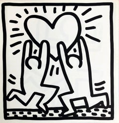 Keith Haring (non intitulé) Lithographie en forme de cœur 1982 (Keith Haring heart)