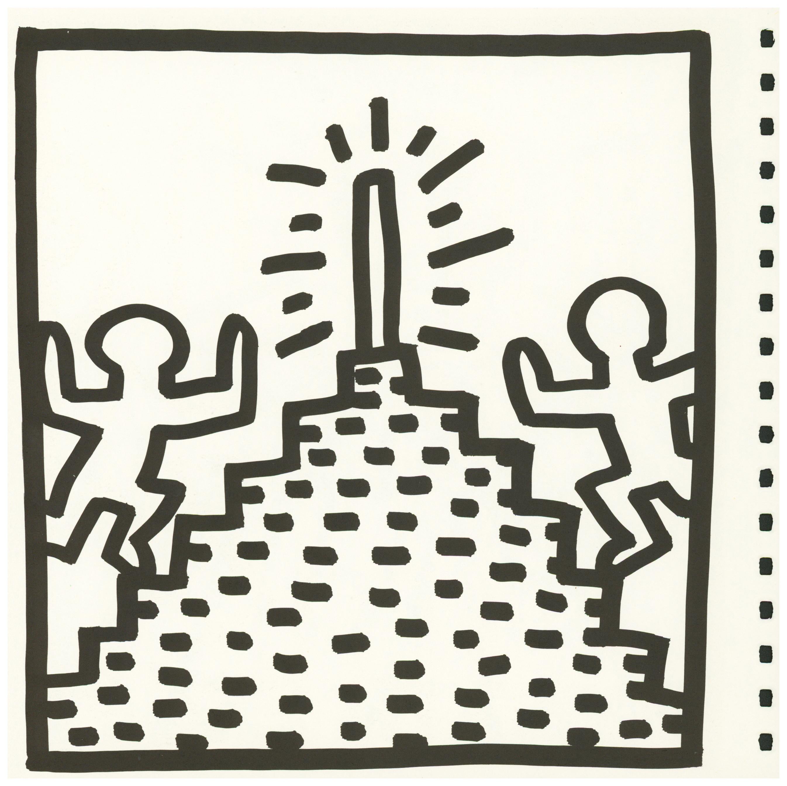 Keith Haring (untitled) pyramid lithograph 1982 (Keith Haring prints) - Print by (after) Keith Haring