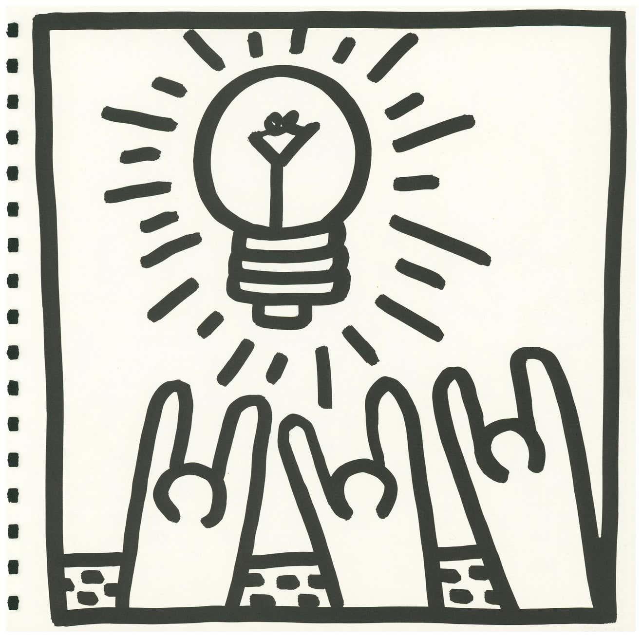Keith Haring (untitled) pyramid lithograph 1982 (Keith Haring prints) - Contemporary Print by (after) Keith Haring
