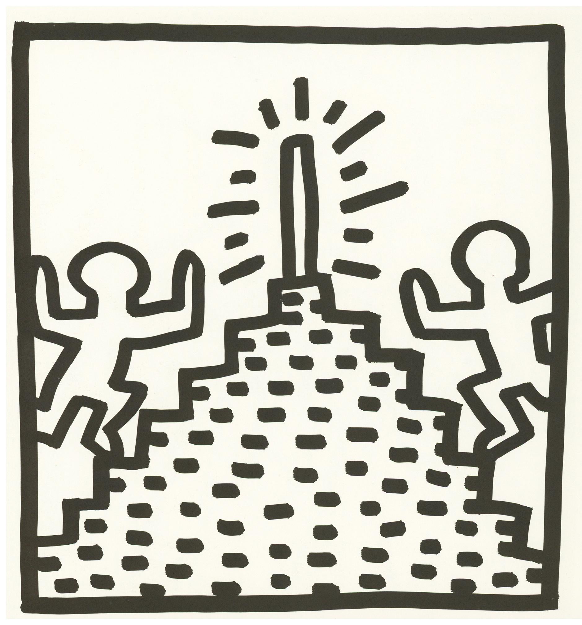 (after) Keith Haring Abstract Print - Keith Haring (untitled) pyramid lithograph 1982 (Keith Haring prints)