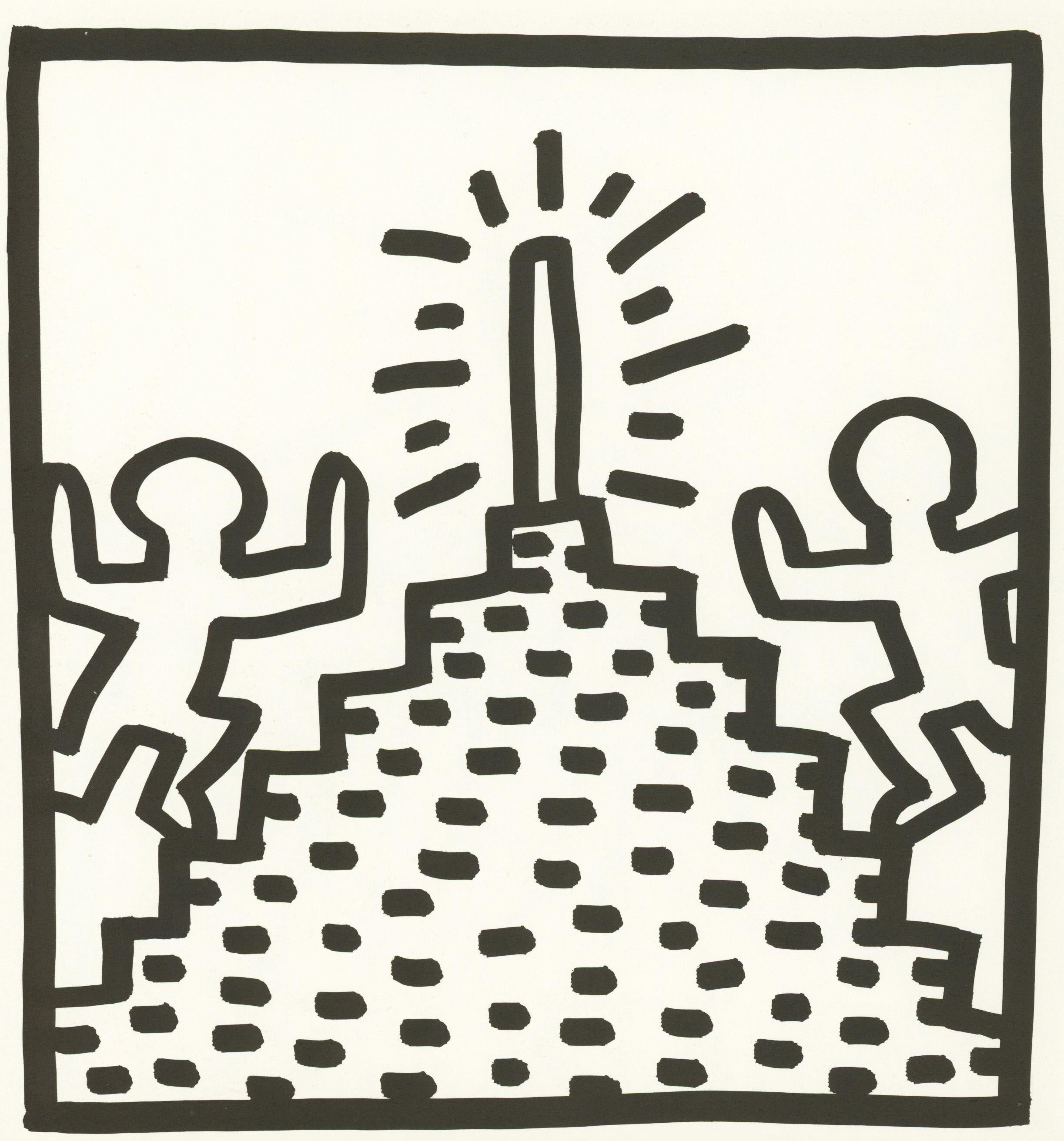 (after) Keith Haring Animal Print - Keith Haring (untitled) Pyramid lithograph 1982 (Keith Haring prints) 