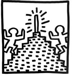 Keith Haring (untitled) pyramid lithograph 1982 (Keith Haring prints)
