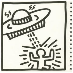 Keith Haring (untitled) spaceship lithograph 1982 (Haring prints)