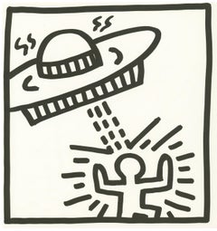 Retro Keith Haring (untitled) spaceship lithograph 1982 (Haring prints) 