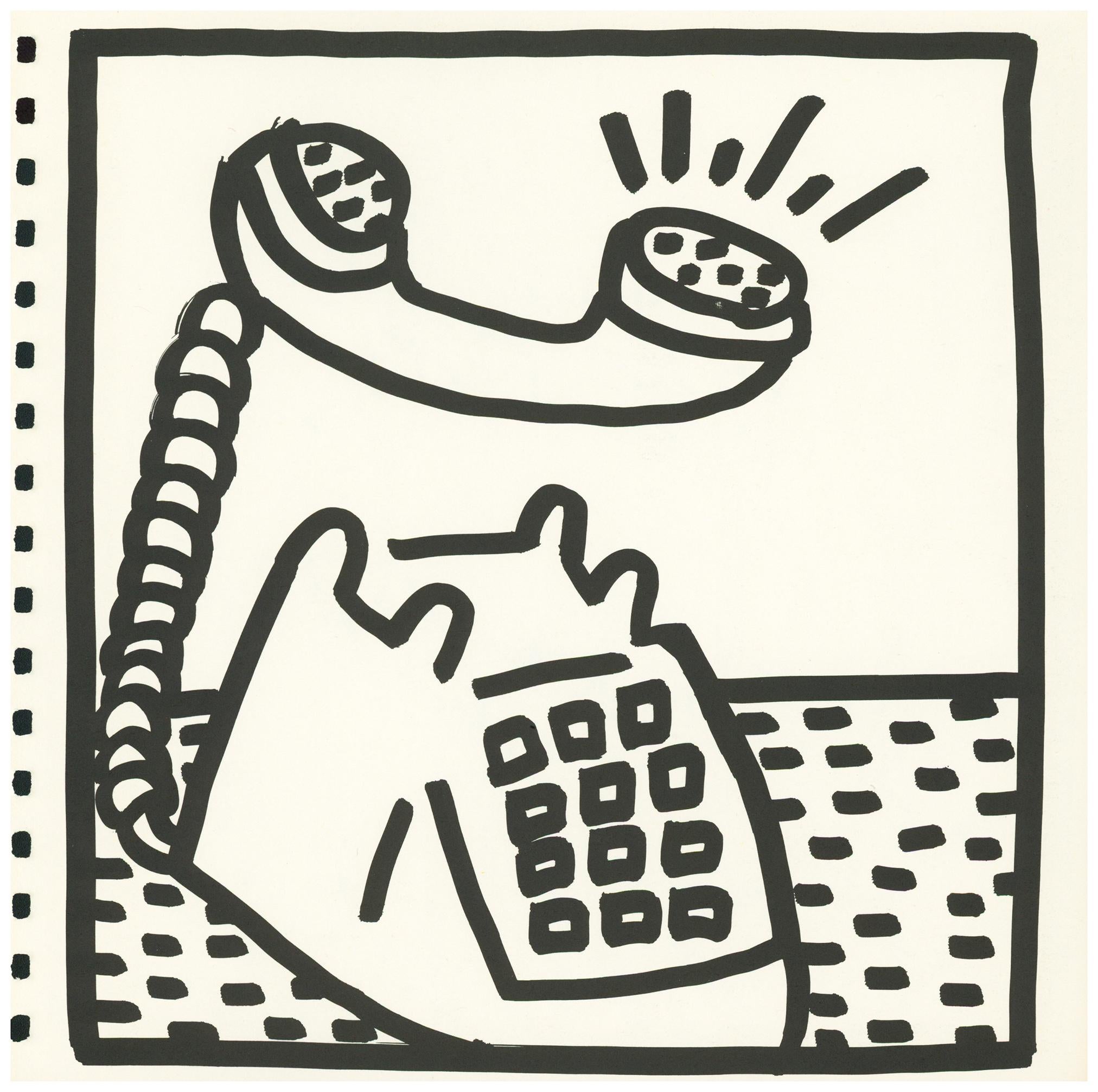 Keith Haring (untitled) Telephone lithograph 1982 (Keith Haring prints)  - Print by (after) Keith Haring