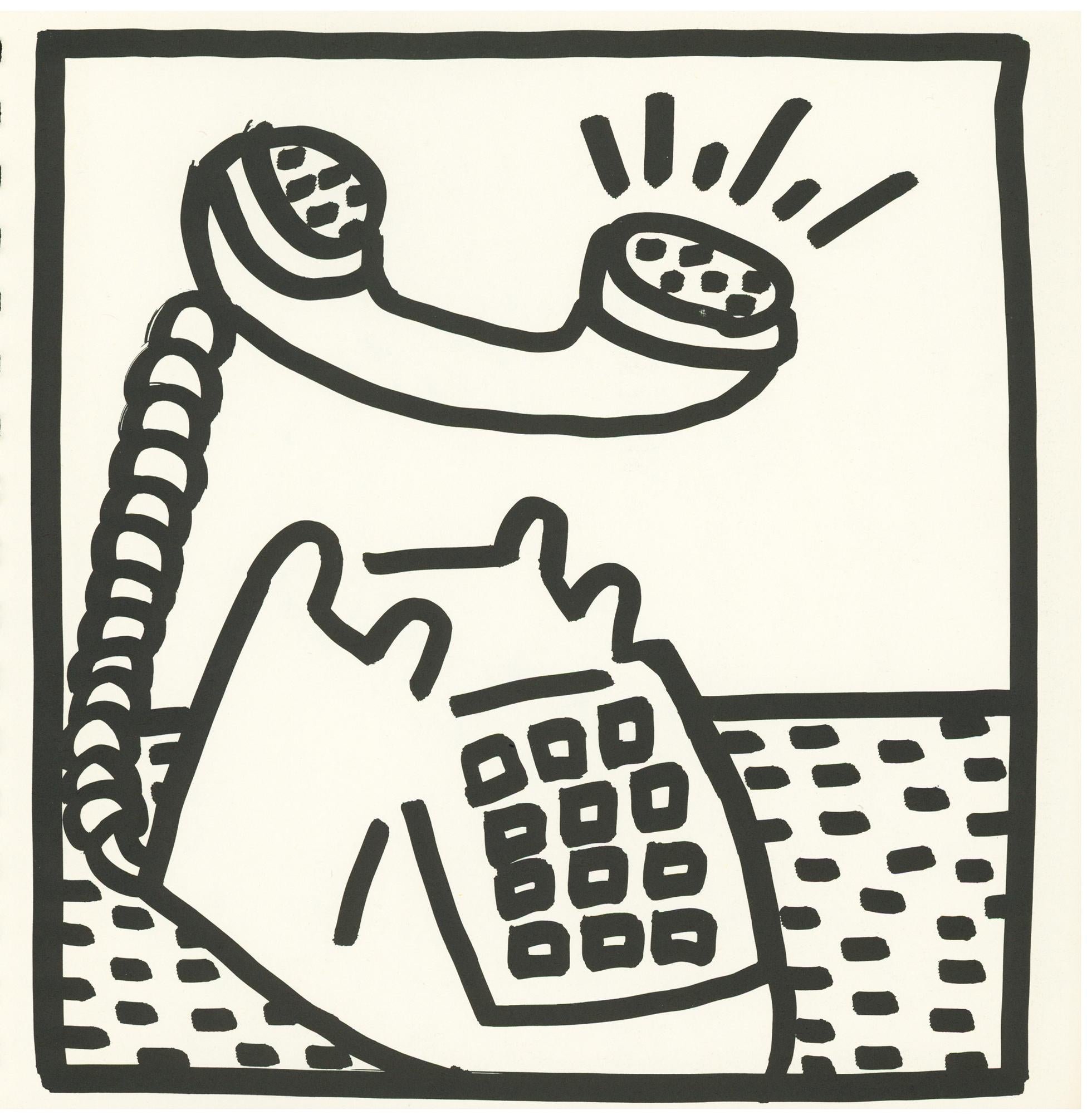 (after) Keith Haring Figurative Print - Keith Haring (untitled) Telephone lithograph 1982 (Keith Haring prints) 