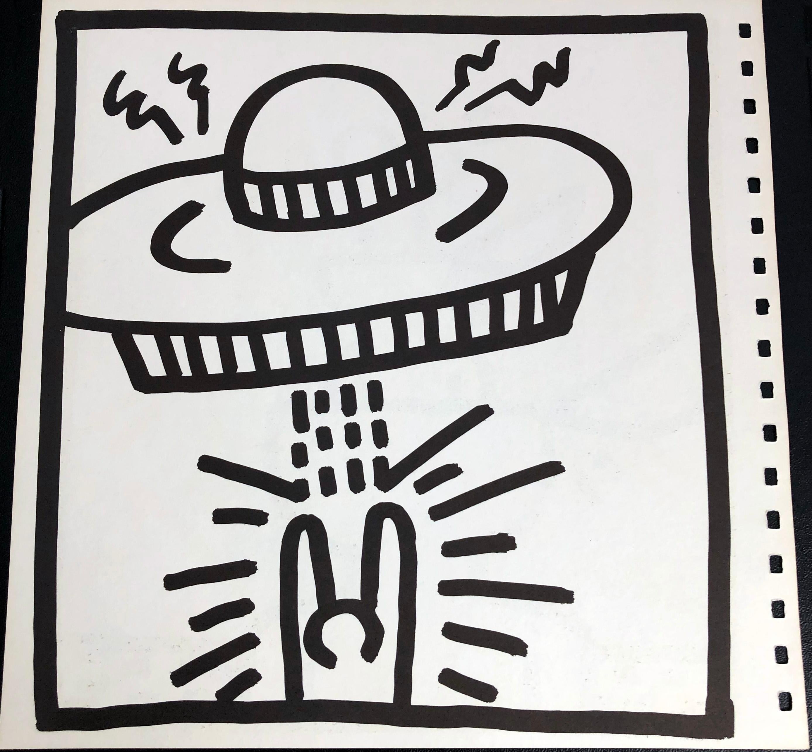 Keith Haring (untitled) UFO lithograph 1982 (Keith Haring spaceship)  - Print by (after) Keith Haring