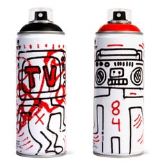 Used Limited edition Keith Haring spray paint can set