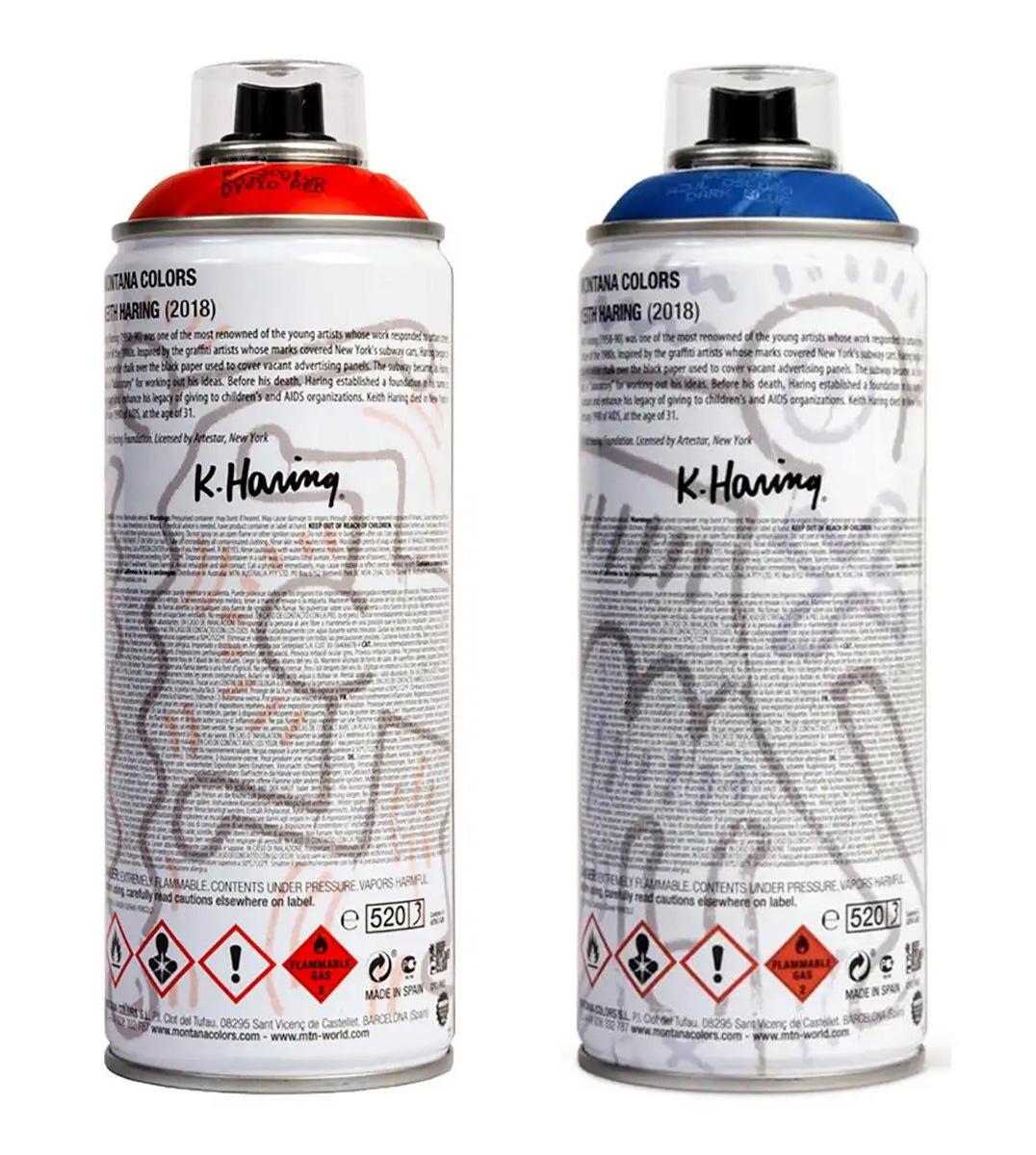 Limited edition Keith Haring spray paint can (set of 2) - Street Art Mixed Media Art by (after) Keith Haring